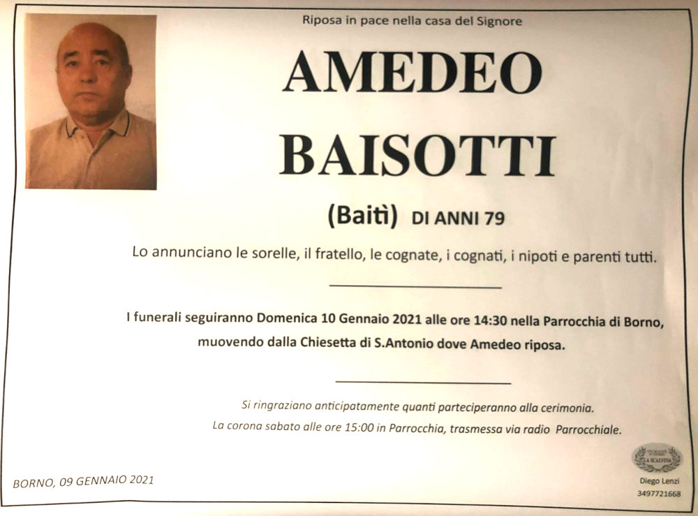 9-1-2021 defunto Amedeo Baisotti