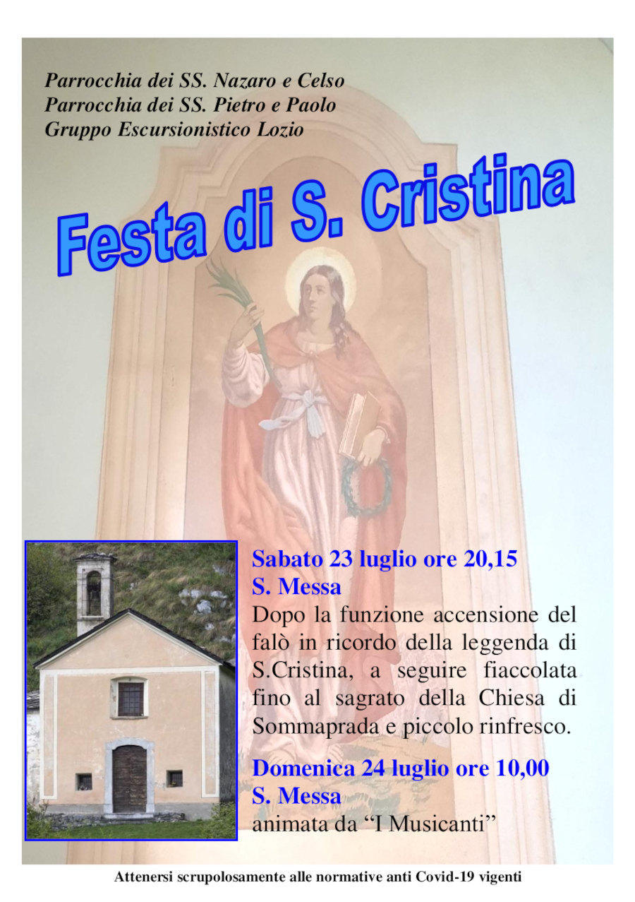 23-24 luglio 2022: festa s. cristina lozio