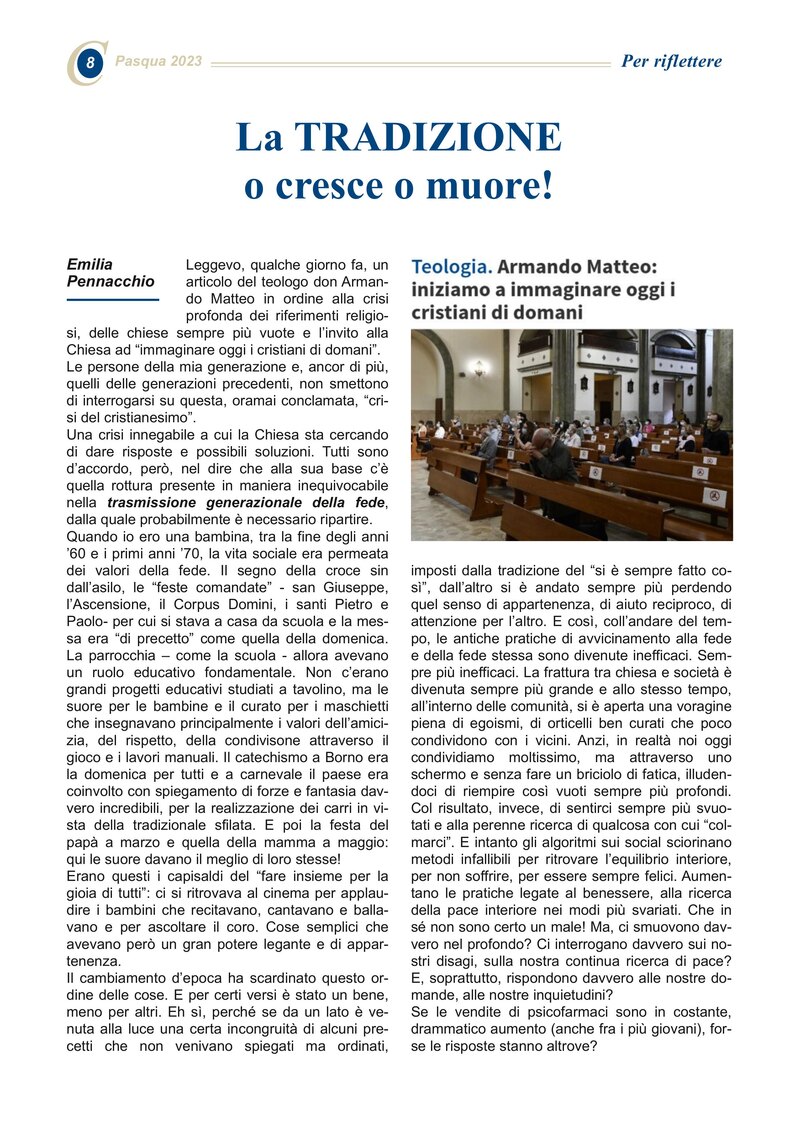 La TRADIZIONE o cresce o muore!