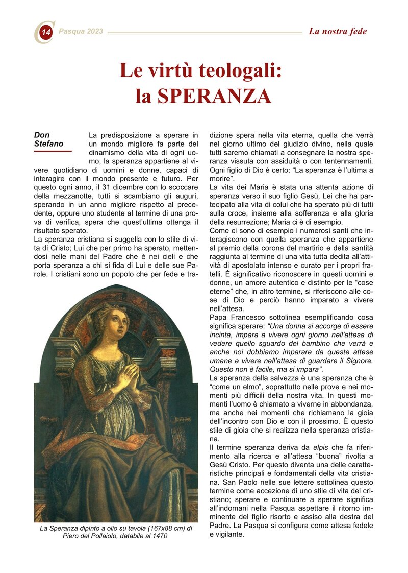 Le virtù teologali: la SPERANZA