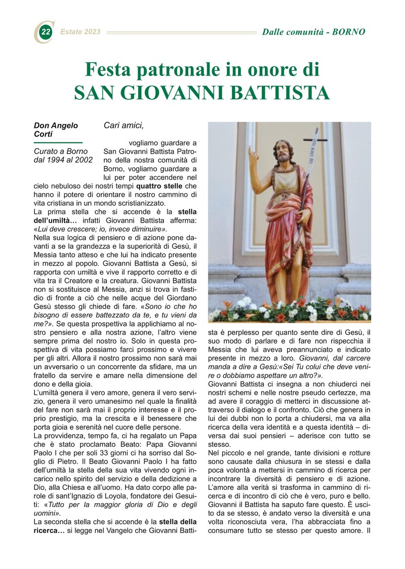 Festa patronale in onore di SAN GIOVANNI BATTISTA