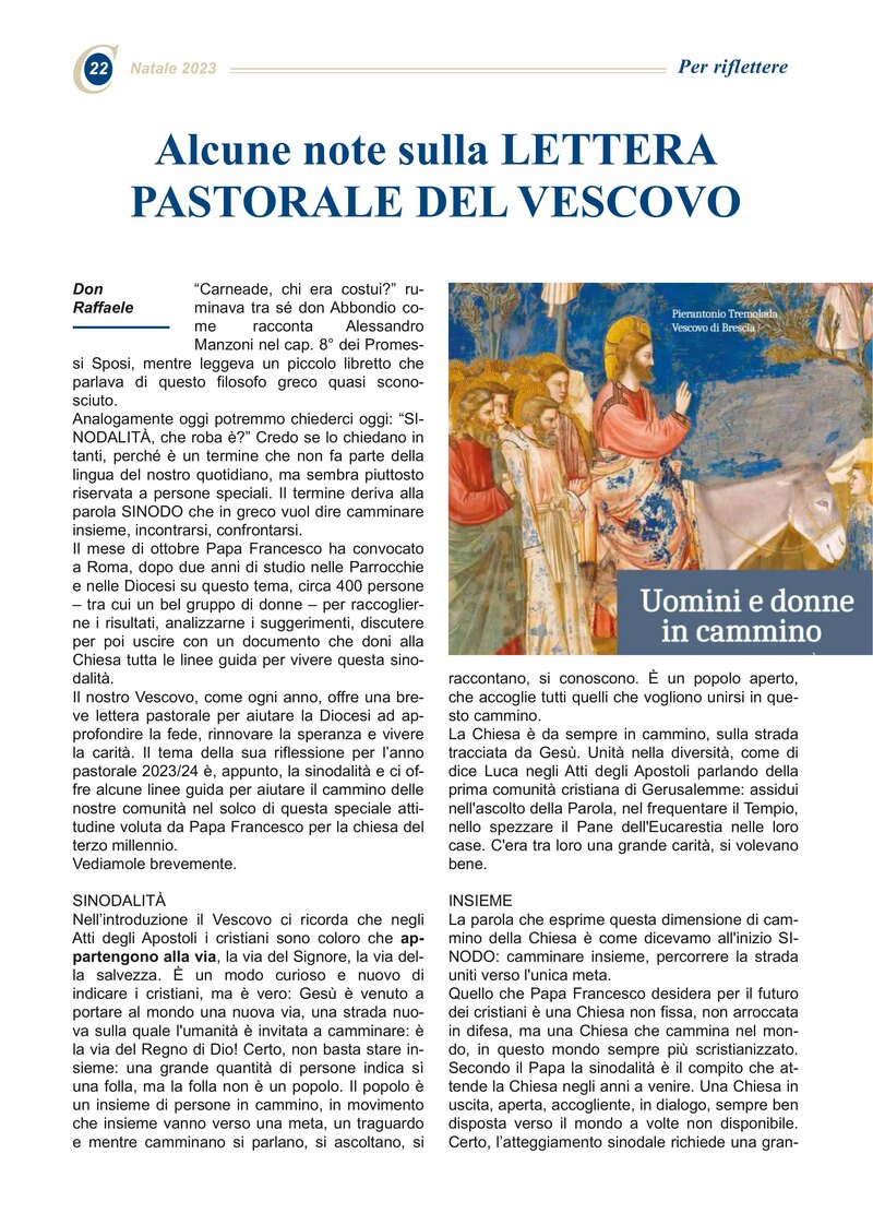 Alcune note sulla LETTERA PASTORALE DEL VESCOVO