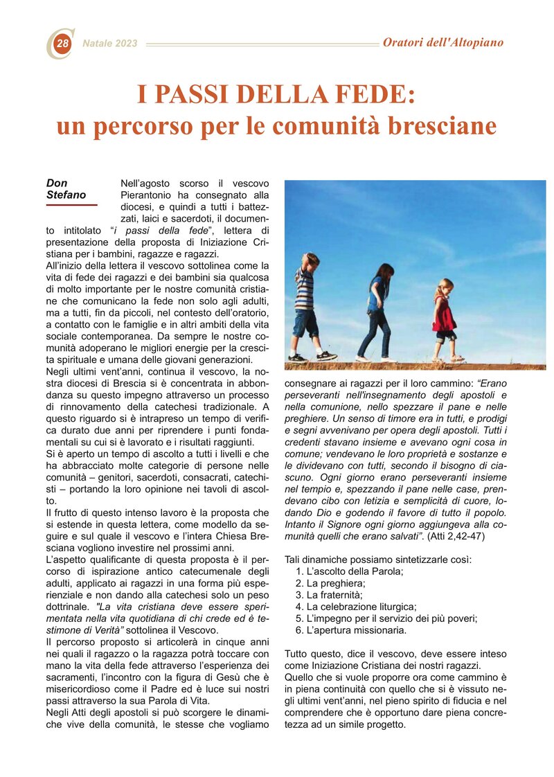 I PASSI DELLA FEDE: un percorso per le comunità bresciane