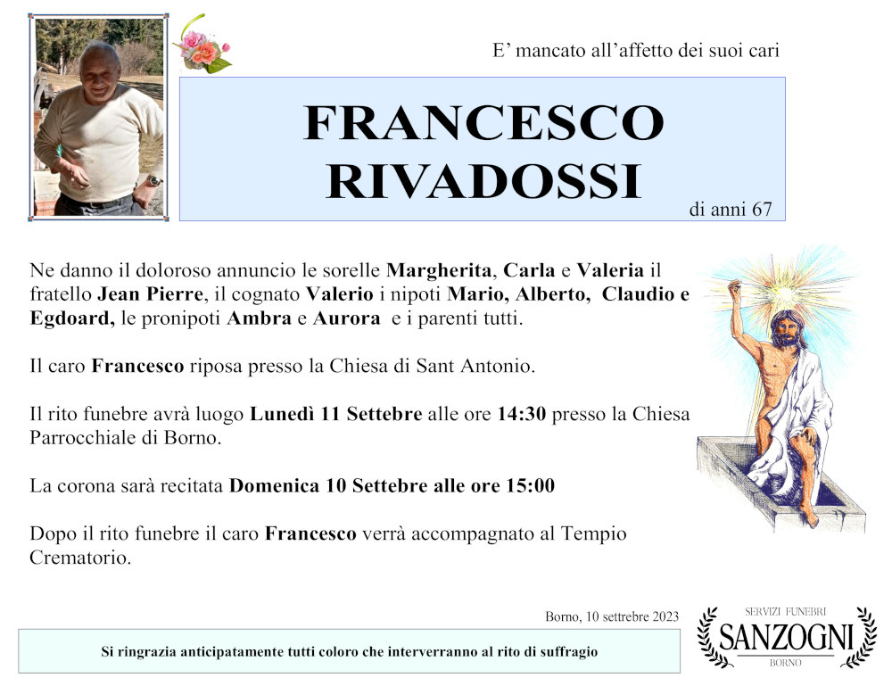 10 settembre 2023: def Francesco Rivadossi - Borno