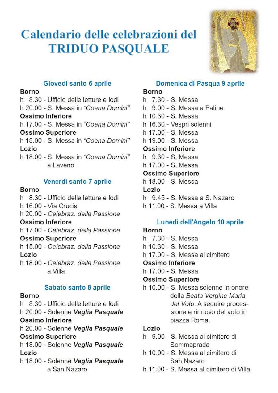 6 - 10 aprile 2023: orari celebrazioni Triduo Pasquale
