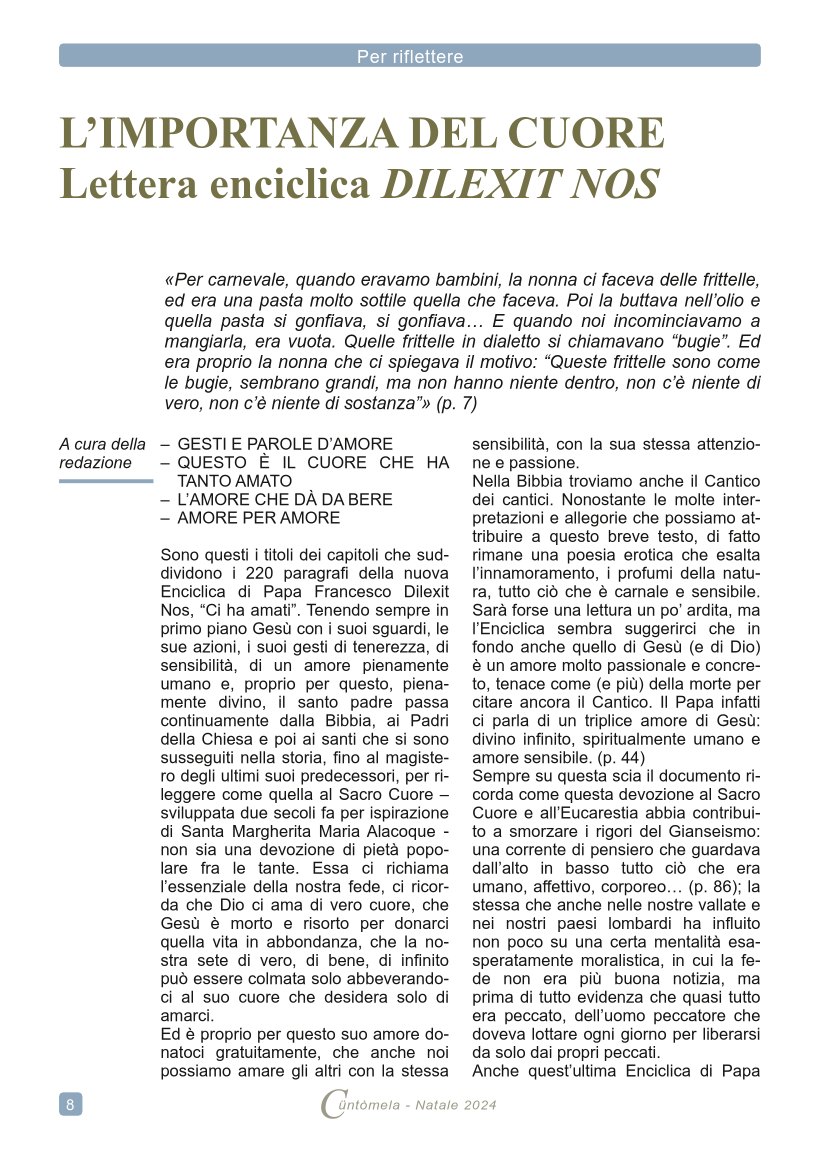 L’IMPORTANZA DEL CUORE Lettera enciclica Dilexit Nos