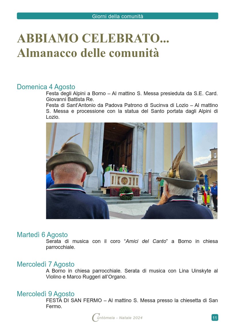 ABBIAMO CELEBRATO... Almanacco delle comunità