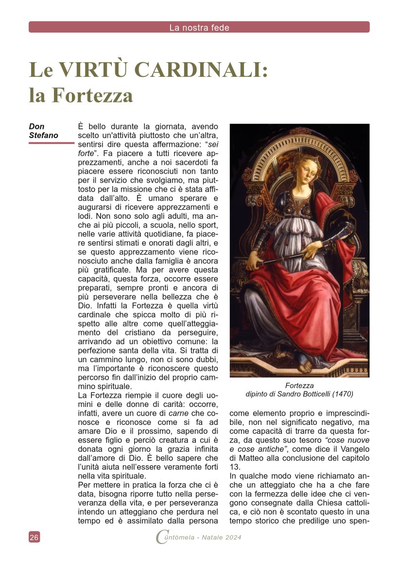 Le VIRTÙ CARDINALI: la Fortezza