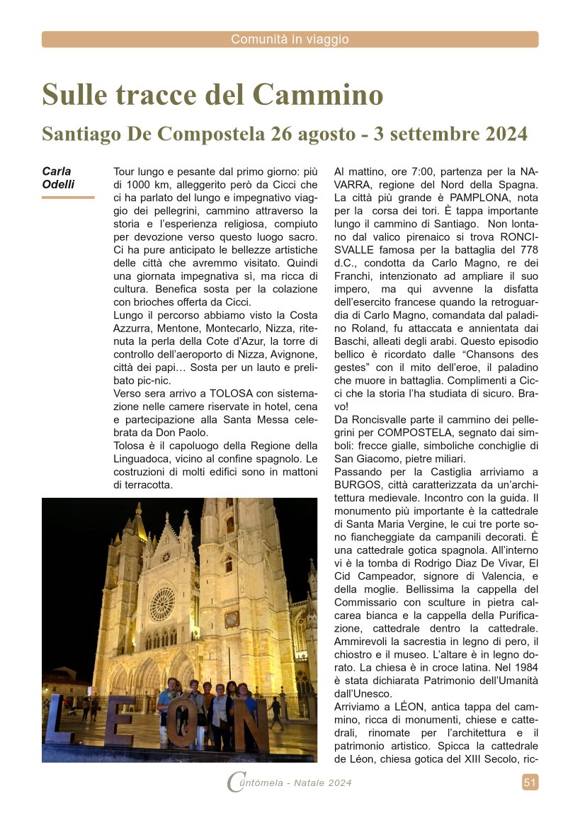 Sulle tracce del Cammino Santiago De Compostela 26 agosto - 3 settembre 2024