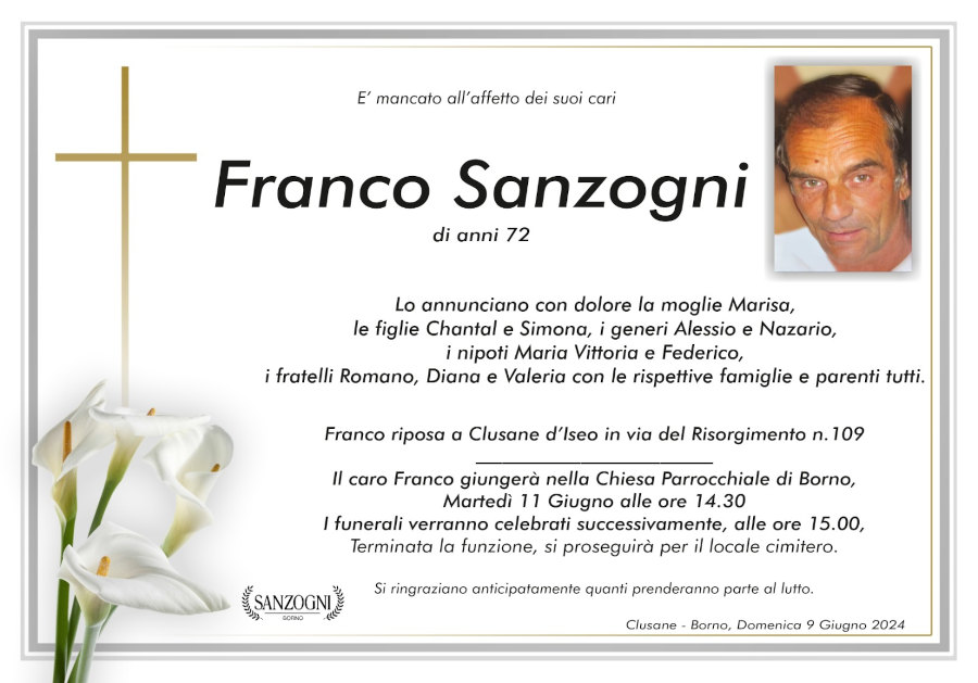 9 giugno 2024: def Franco Sanzigni - Borno