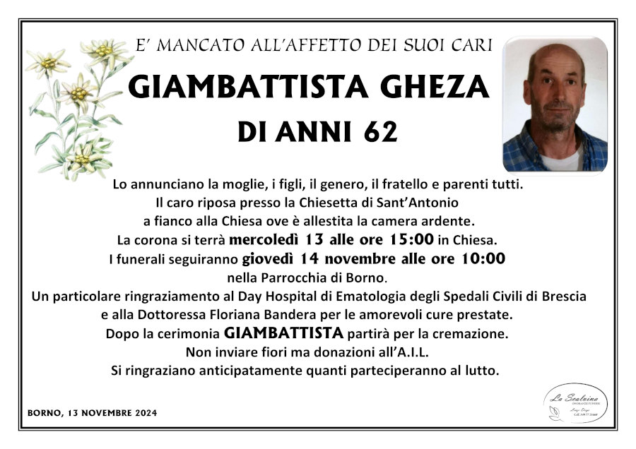 13 novembre 2024: def Gianbattista Gheza - Borno