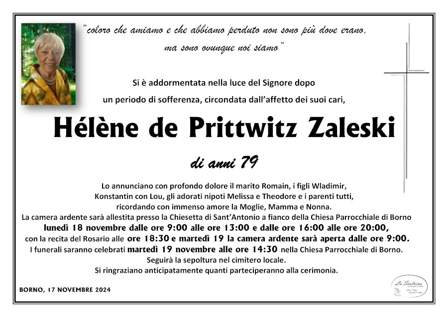 17 novembre 2024: def Hélène De Prittwitz Zaleski - Borno