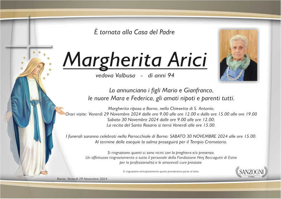 29 novembre 2024: def Margherita Arici - Borno