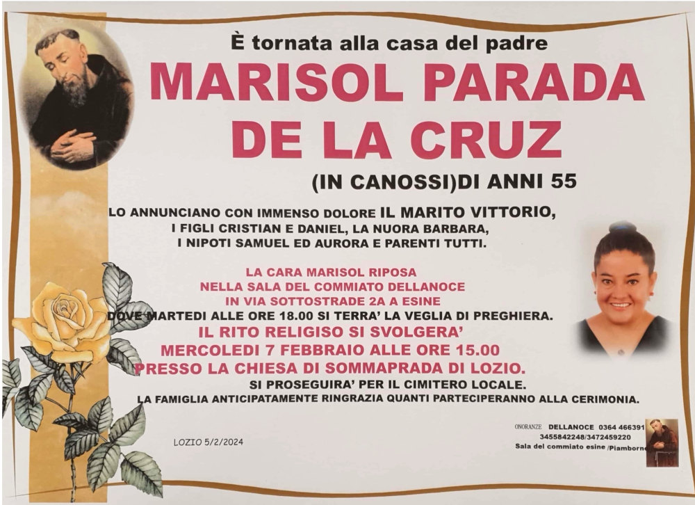 5 febbraio 2024: def Marisol Parada De la Cruz - Lozio